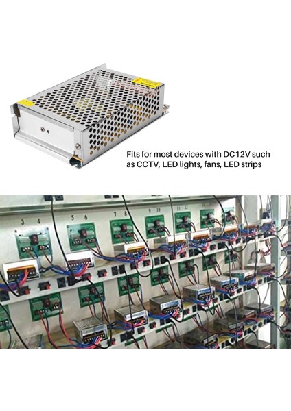 Dc 12V 10A 120W Anahtarlama Güç Kaynağı Düzenlenmiş Trafo / Aşırı Yük, Aşırı Gerilim Koruması ile Güvenlik Tasarımlı Alüminyum Güç Trafosu (Yurt Dışından)