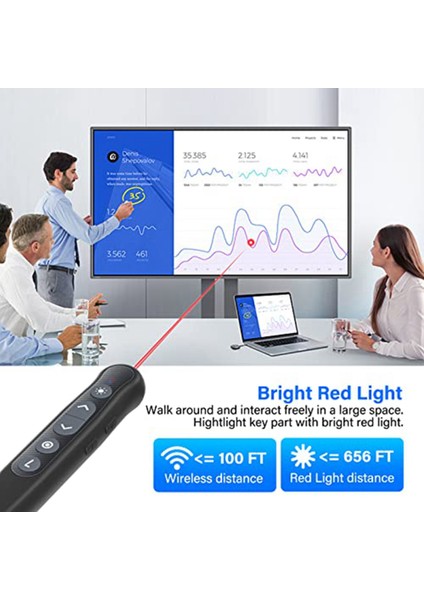 Dokunmatik Ekran Için Lazer Işaretleyici Stylus Kalemli Sunum Tıklayıcısı, Şarj Edilebilir Kablosuz Sunucu Uzaktan Kumandası (Yurt Dışından) fiyatları