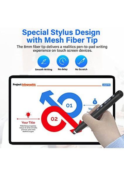 Dokunmatik Ekran Için Lazer Işaretleyici Stylus Kalemli Sunum Tıklayıcısı, Şarj Edilebilir Kablosuz Sunucu Uzaktan Kumandası (Yurt Dışından) indirimleri