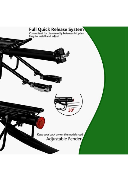 Arka Bisiklet Rafı-Bisikletin Arkası Için Bisiklet Rafı-Bagaj ve Yan Çantaları Taşımak Için Ayarlanabilir Bisiklet Kargo Rafı-Bisiklet Arka Rafı (Yurt Dışından)