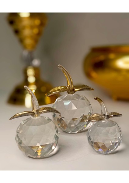 3'lü Gold Kristal Elma Seti