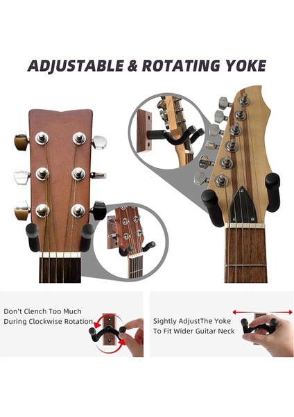 2 Adet Gitar Duvara Montaj, Gitar Askıları Kanca Braketi Tutucular Akustik ve Elektro Gitar Bas Banjo Siyah (Yurt Dışından)