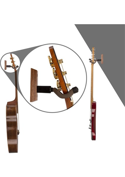 2 Adet Gitar Duvara Montaj, Gitar Askıları Kanca Braketi Tutucular Akustik ve Elektro Gitar Bas Banjo Siyah (Yurt Dışından)