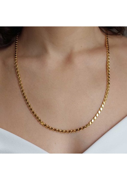 14 Ayar Altın Pullu Zincir 4mm 8.50 Gram 60cm