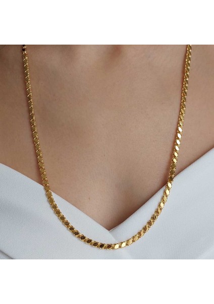 14 Ayar Altın Pullu Zincir 4mm 9.30 Gram 65cm