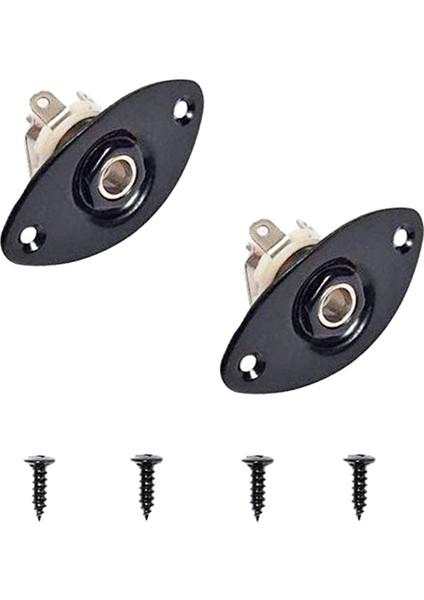 1/4 Inç Oval Ezilmiş Elektro Gitar Jakı Çıkış Plakası Soket Jackplate, 2 Paket (Yurt Dışından)