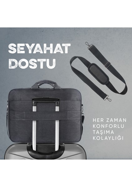Norma 15-15,6 Inç Dizüstü Bilgisayar Uyumlu Antrasit Evrak ve Laptop Çantası