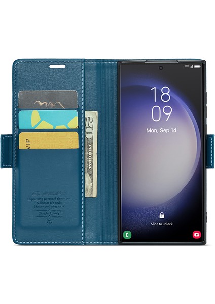 Samsung Galaxy S24 Ultra Parlak Litchi Doku Stand Telefon Kapağı (Yurt Dışından)