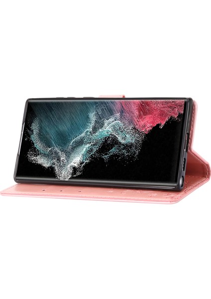 Samsung Galaxy S24 Ultra Cüzdan Deri Kapak Kelebek Basılı Flip Stand Telefon Kılıfı (Yurt Dışından)