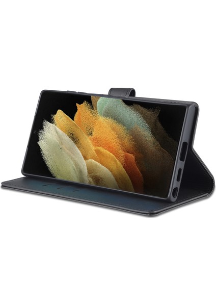 Samsung Galaxy S24 Ultra Deri Korumalı Tam Folyo Flip Stand Telefon Kabuğu (Yurt Dışından)