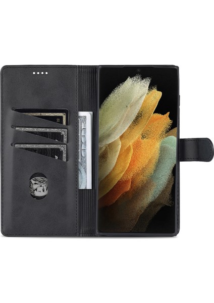 Samsung Galaxy S24 Ultra Deri Korumalı Tam Folyo Flip Stand Telefon Kabuğu (Yurt Dışından)