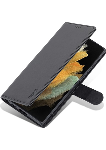 Samsung Galaxy S24 Ultra Deri Korumalı Tam Folyo Flip Stand Telefon Kabuğu (Yurt Dışından)