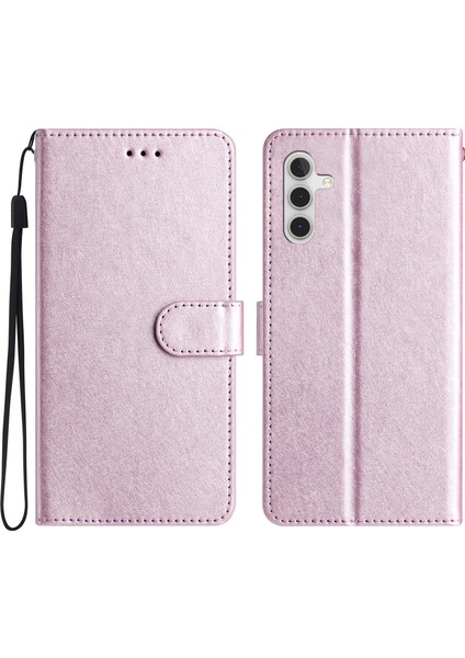 Samsung Galaxy A35 5g Kullanışlı Kayış Ipek Doku Deri Deri Stand Telefon Kapağı (Yurt Dışından)
