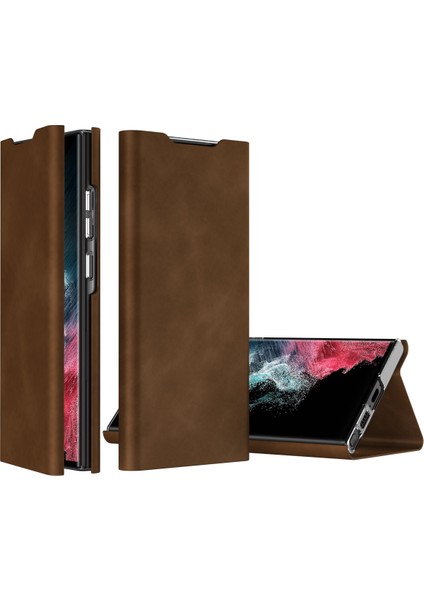 Samsung Galaxy S24 Ultra Nappa Doku Stand Kartı Tutucu Cep Telefonu Kapağı (Yurt Dışından) fiyatları