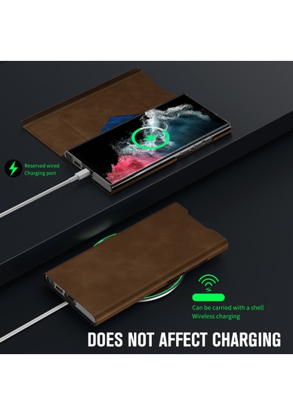 Samsung Galaxy S24 Ultra Nappa Doku Stand Kartı Tutucu Cep Telefonu Kapağı (Yurt Dışından) fırsatları