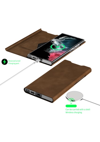 Samsung Galaxy S24 Ultra Nappa Doku Stand Kartı Tutucu Cep Telefonu Kapağı (Yurt Dışından) indirimleri