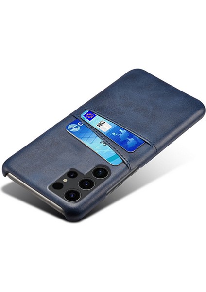 Samsung Galaxy S24 Ultra Telefon Geri Koruyucu Pu+Çift Kart Yuvalı Sert Pc Kılıfı (Yurt Dışından)