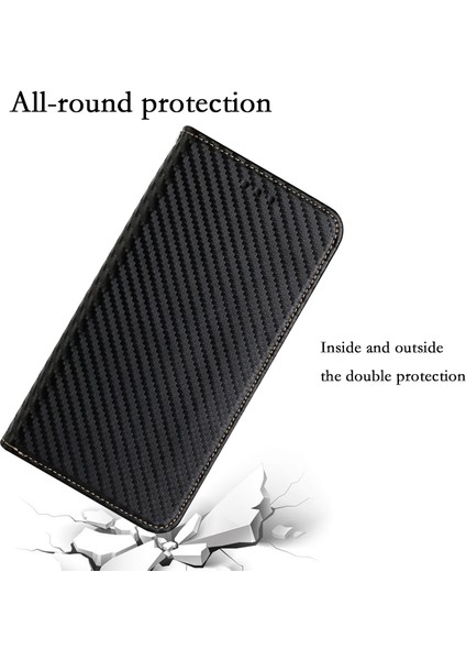 Galaxy S24 Ultra Karbon Fiber Doku Cüzdan Stand Kapağı (Yurt Dışından)