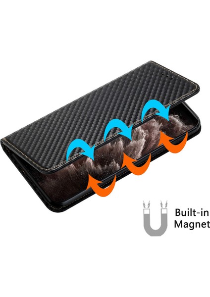 Galaxy S24 Ultra Karbon Fiber Doku Cüzdan Stand Kapağı (Yurt Dışından)
