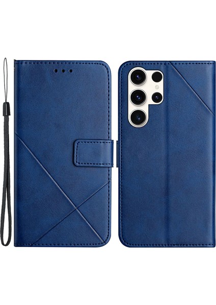 Samsung Galaxy S24 Ultra Düz Renkli Pu Deri Stand Cüzdan Telefon Kapağı Kayışlı (Yurt Dışından)