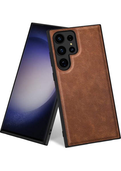 Samsung Galaxy S24 Ultra Pu Deri+Tpu+Pc Telefon Kapağı Retro Cep Telefon Kabuğu (Yurt Dışından)