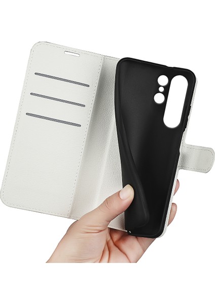 Samsung Galaxy S24 Ultra Litchi Doku Doku Cüzdan Telefon Kapağı Stand (Yurt Dışından)