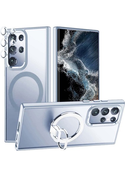 Samsung Galaxy S24 Ultra Manyetik Kasa Kickstand Telefon Kapağı Lens Koruyucu (Yurt Dışından)