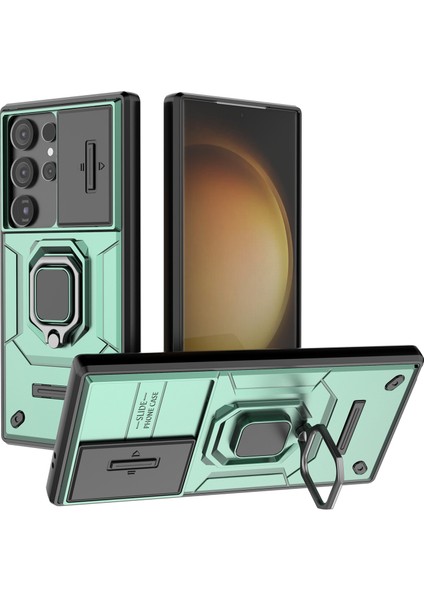 Samsung Galaxy S24 Ultra Anti-Drop Pc+Tpu Kickstand Kapağı Slayt Lens Koruması (Yurt Dışından)