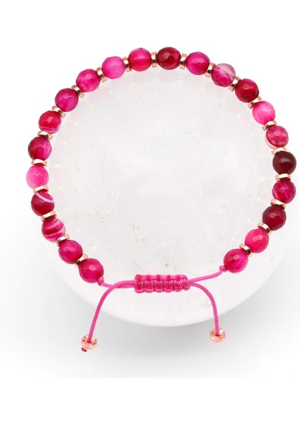 Akik Doğal Taş Makrome Örme Bileklik Faset Kesim