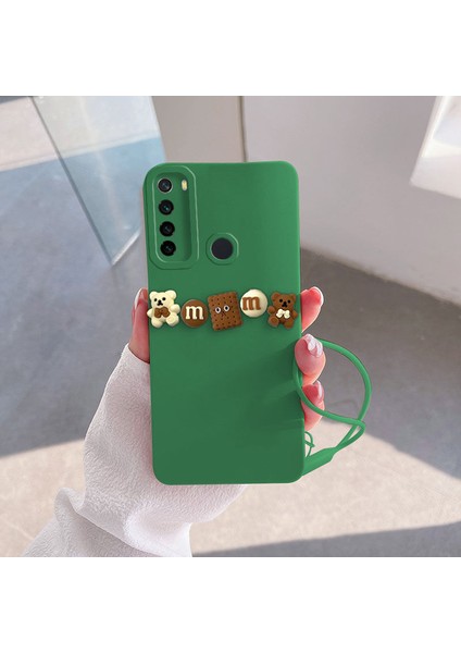 Xiaomi Redmi Note 8 Uyumlu Kılıf Zebana Love Bear Silikon Kılıf Kahverengi + Yeşil