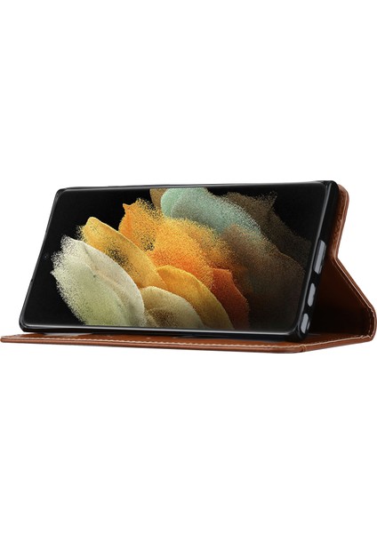 Galaxy S24 Ultra Cep Telefonu Kılıfı Manyetik Kapanış Pu Deri Stand Kapağı (Yurt Dışından)