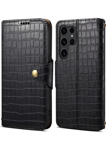 Samsung Galaxy S24 Ultra Cep Telefonu Kılıfı Damla Geçirmez Timsah Doku Kapağı (Yurt Dışından)