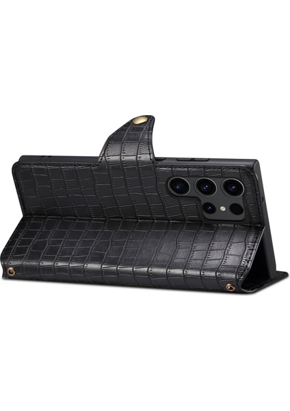 Samsung Galaxy S24 Ultra Cep Telefonu Kılıfı Damla Geçirmez Timsah Doku Kapağı (Yurt Dışından) modelleri