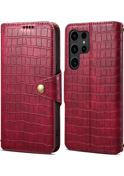 Samsung Galaxy S24 Ultra Cep Telefonu Kılıfı Damla Geçirmez Timsah Doku Kapağı (Yurt Dışından)
