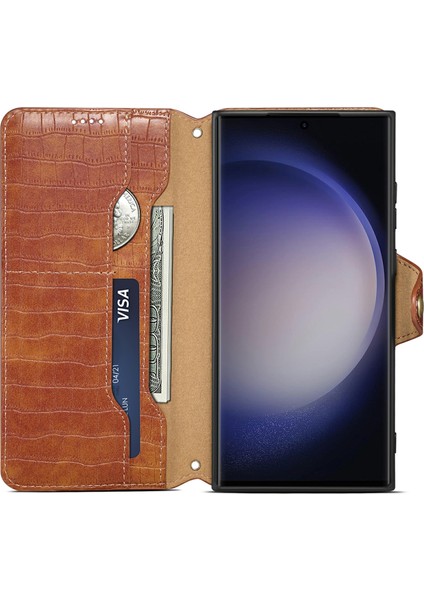 Galaxy S24 Ultra Cep Telefonu Kılıfı Damla Geçirmez Timsah Doku Kapağı (Yurt Dışından)