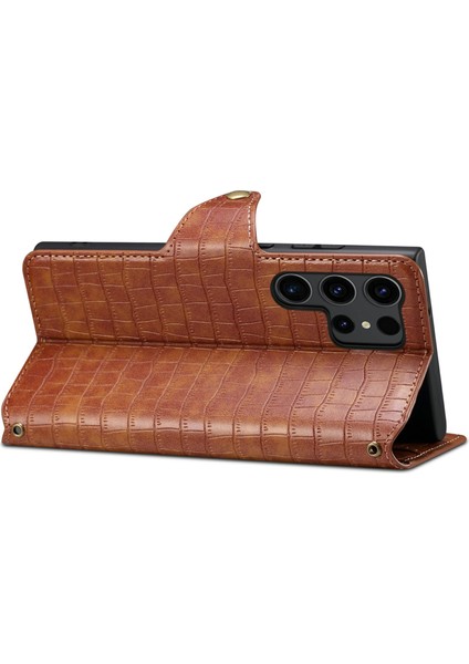 Galaxy S24 Ultra Cep Telefonu Kılıfı Damla Geçirmez Timsah Doku Kapağı (Yurt Dışından) modelleri