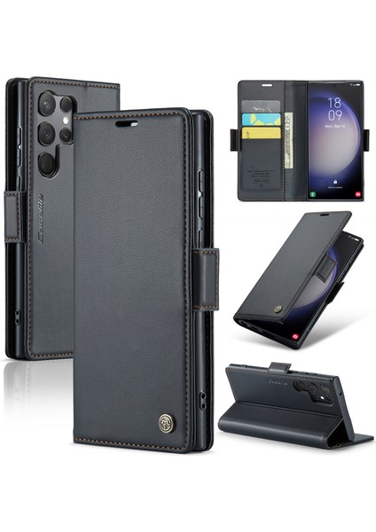 Samsung Galaxy S24 Ultra Parlak Litchi Doku Stand Telefon Kapağı (Yurt Dışından)