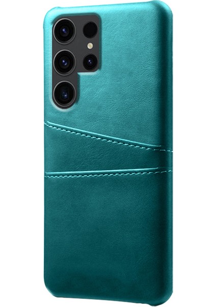 Samsung Galaxy S24 Ultra Telefon Geri Koruyucu Pu+Çift Kart Yuvalı Sert Pc Kılıfı (Yurt Dışından)