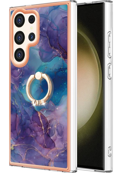 Samsung Galaxy S24 Ultra Elektrokaplatma Kapak Yüzüğü Kickstand Telefon Kılıfı (Yurt Dışından)