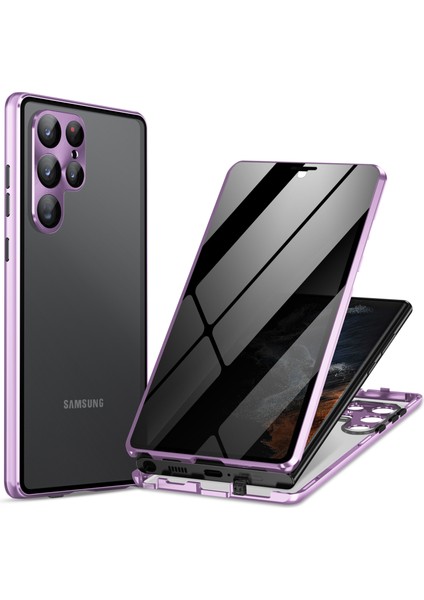 Samsung Galaxy S24 Ultra Anti-Casus Çift Taraflı Temperli Cam Manyetik Telefon Kapağı (Yurt Dışından)