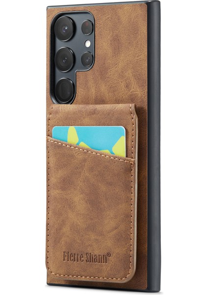 Samsung Galaxy S24 Ultra Çılgın At Doku Kart Yuvaları Telefon Kapağı (Yurt Dışından)