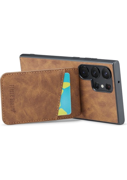 Samsung Galaxy S24 Ultra Çılgın At Doku Kart Yuvaları Telefon Kapağı (Yurt Dışından) modelleri