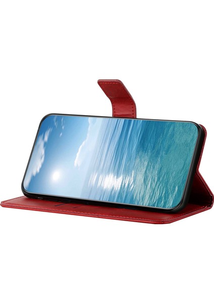 Samsung Galaxy S24 Ultra Düz Renkli Pu Deri Stand Cüzdan Telefon Kapağı Kayışlı (Yurt Dışından)