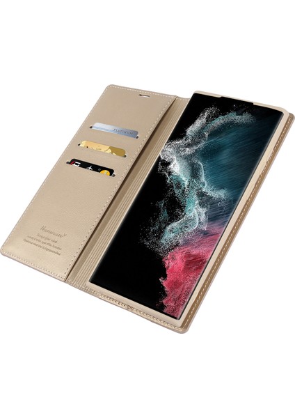 Samsung Galaxy S24 Ultra Manyetik Kılıf Pu Deri Cüzdan Telefon Kapağı (Yurt Dışından)