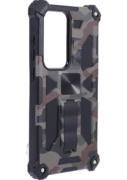 Samsung Galaxy S24 Ultra Kamuflaj Kickstand Plastik+Tpu Cep Telefonu Kapağı (Yurt Dışından) modelleri