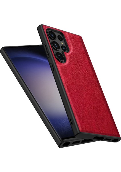 Samsung Galaxy S24 Ultra Pu Deri+Tpu+Pc Telefon Kapağı Retro Cep Telefon Kabuğu (Yurt Dışından)