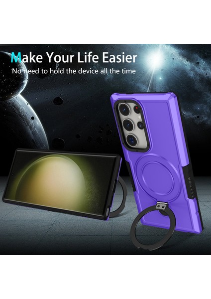 Samsung Galaxy S24 Ultra Tpu+Pc Ring Kickstand Shockproof Cover (Yurt Dışından)