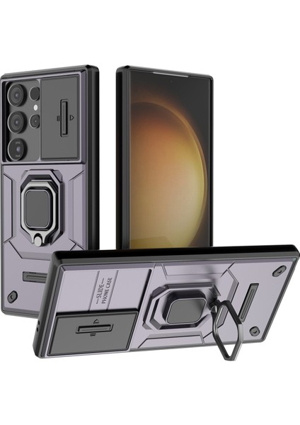 Samsung Galaxy S24 Ultra Anti-Drop Pc+Tpu Kickstand Kapağı Slayt Lens Koruması (Yurt Dışından)