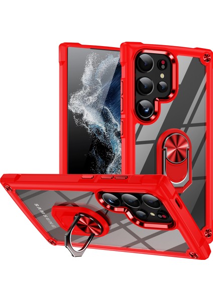Samsung Galaxy S24 Ultra Damla Geçirmez Pc+Tpu Metal Yüzük Kickstand Telefon Geri Kabuk (Yurt Dışından)