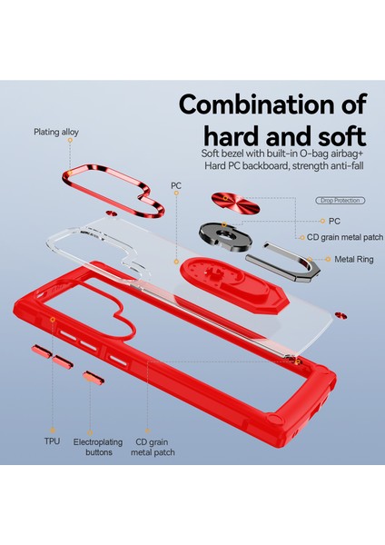 Samsung Galaxy S24 Ultra Damla Geçirmez Pc+Tpu Metal Yüzük Kickstand Telefon Geri Kabuk (Yurt Dışından) fırsatları